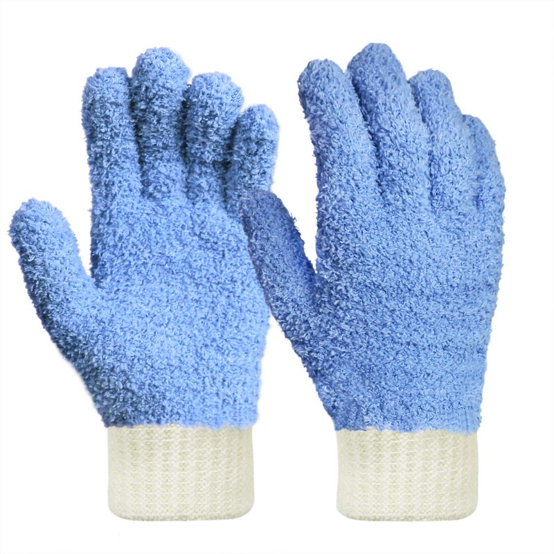 MIG4U Microfiber Dusting Gloves House Cleaning Glove for Blinds, Windows, Shutters, Furniture, and Car, Reusable Lint-Free Blue 1 Pair S/M - Image 1